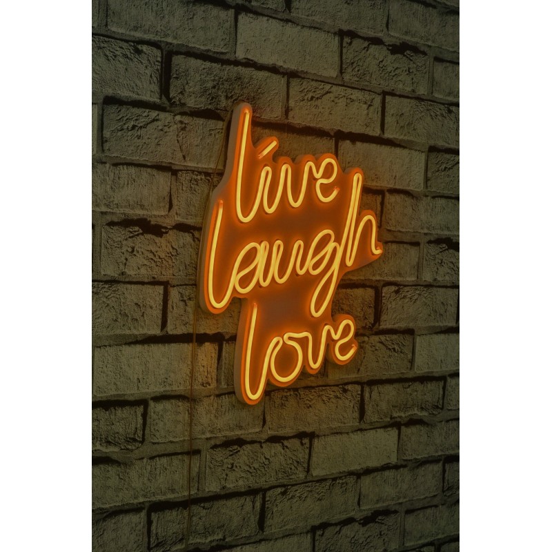 Iluminación LED decorativa de plástico Live Laugh Love amarillo 30.5x35.5x2 cm