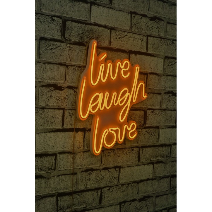 Iluminación LED decorativa de plástico Live Laugh Love amarillo 30.5x35.5x2 cm