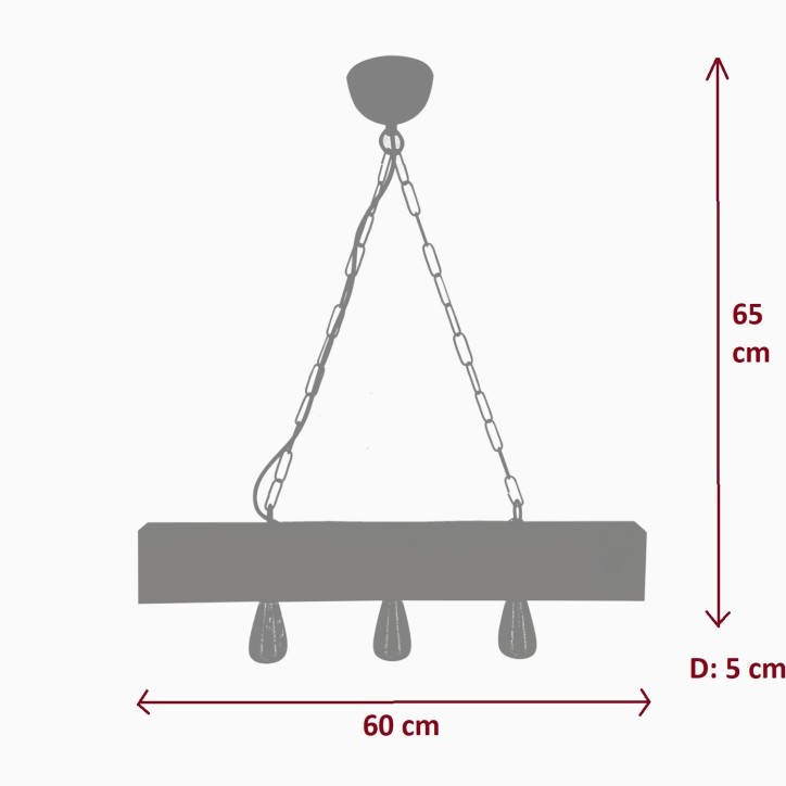 Lámpara de techo Chain Avize-1 luminoso granate madera comprimida 5x60x65 cm