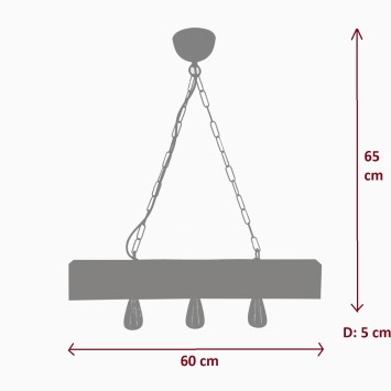 Lámpara de techo Chain Avize-1 luminoso granate madera comprimida 5x60x65 cm - 8682870702929