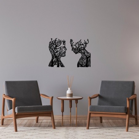 Decoración pared de metal Tree Man And Woman-325 negro 27x43 cm