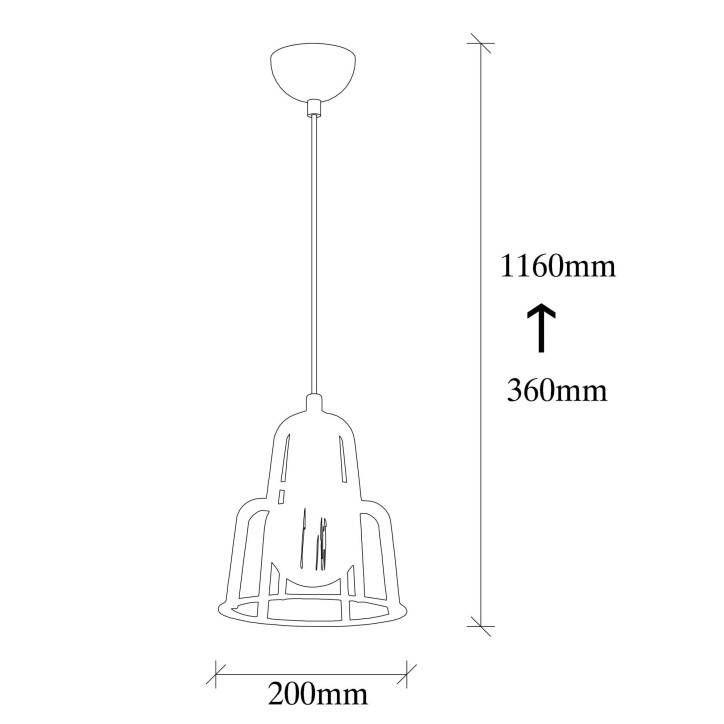 Lámpara de techo Endüstri-MR-781 negro hierro diámetro 20x116 cm