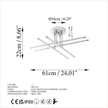 Lámpara de techo Exhaust-13662 cromo metal 61x22x61 cm - 8683742868262