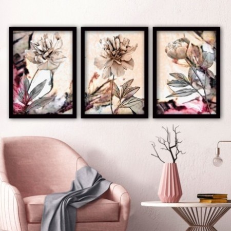 Cuadro decorativo enmarcado 3SC87 multicolor 35x45 cm (3 piezas)
