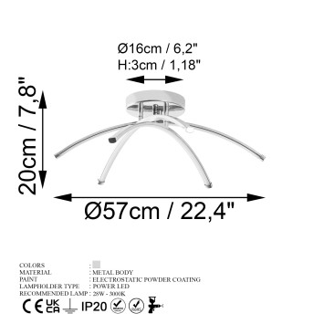 Lámpara de techo LEDBANANA-13687 cromo metal 57x20x57 cm - 8683742935087