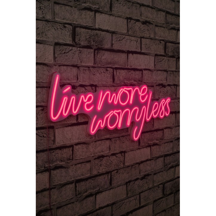 Iluminación LED decorativa de plástico Live More Worry Less rosa