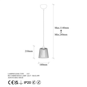 Lámpara de techo PIRLO-11571 oro brillante metal 16x16x114 cm - 8683342835435