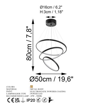 Lámpara de techo SIMIT-13697 negro metal 50x80x50 cm - 8683742935148