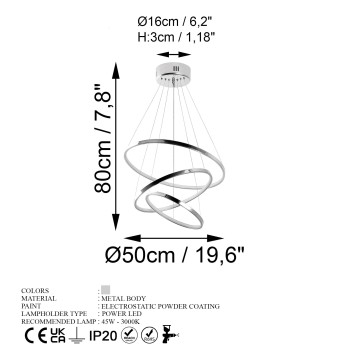 Lámpara de techo SIMIT-13698 cromo metal 50x80x50 cm - 8683742935155