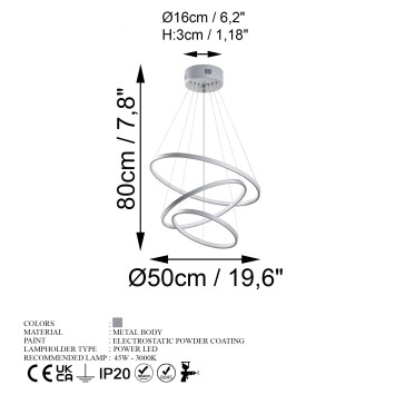 Lámpara de techo SIMIT-13699 gris metal 50x80x50 cm - 8683742935162