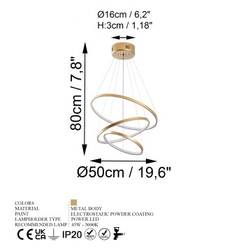 Lámpara de techo SIMIT-13700 oro metal 50x80x50 cm - 8683742935179