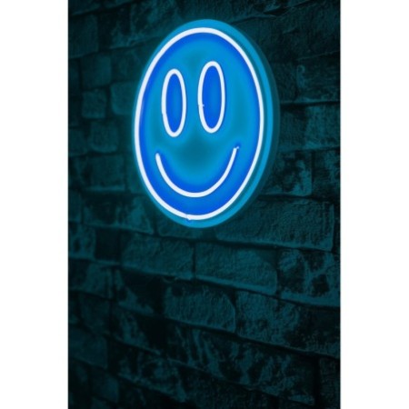 Iluminación LED decorativa de plástico Smiley azul diámetro 27 cm