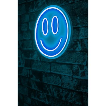 Iluminación LED decorativa de plástico Smiley azul diámetro 27 cm