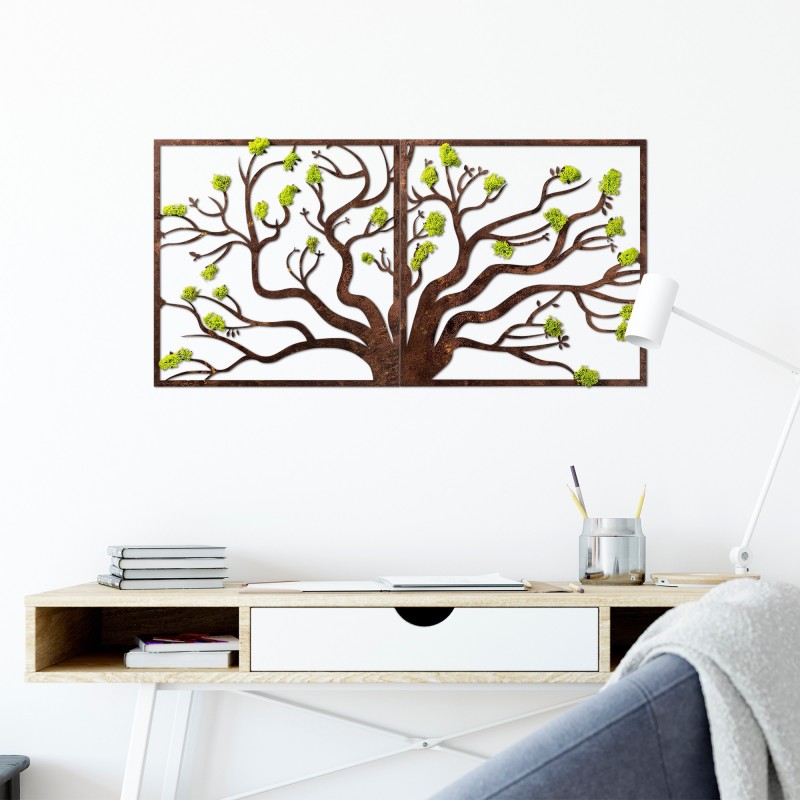 Decoración pared Tree 1 verde marrón 90x1x44 cm