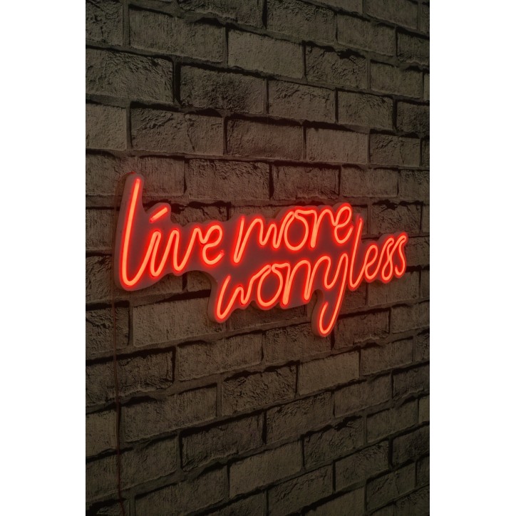 Iluminación LED decorativa de plástico Live More Worry Less rojo 67x36x2 cm