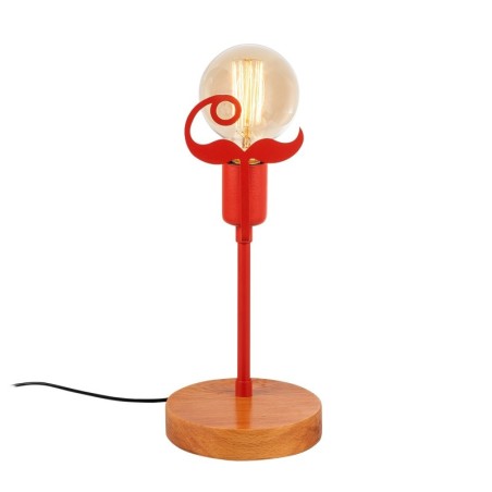 Lámpara de mesa Beami-MR-1016 rojos nuez metal madera 15x15x35 cm