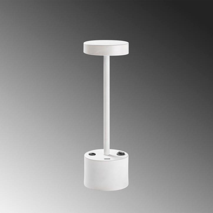 Lámpara de mesa Keyf-13392 blanco metal diámetro 9x28