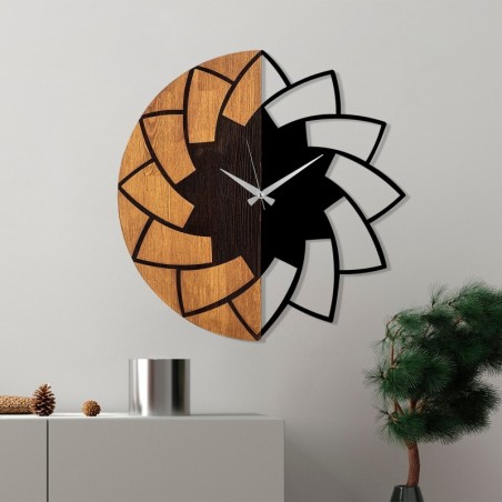 Reloj de pared madera Modelo-80 nogal negro diámetro 56 cm