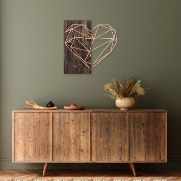 Decoración pared de madera Heart nogal cobre 58x58 cm