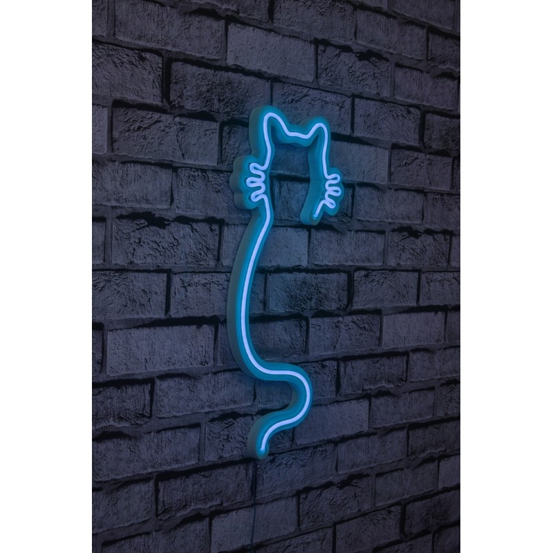 Iluminación LED decorativa de plástico Cat azul 22x48x2 cm