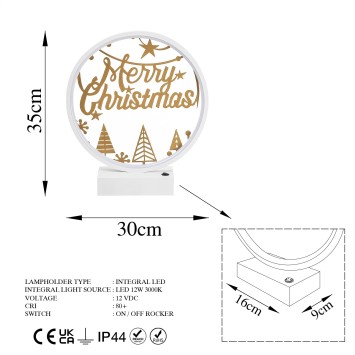 Lámpara de mesa XMAS12 oro blanco metal diámetro 30x30 cm - 8683743384716