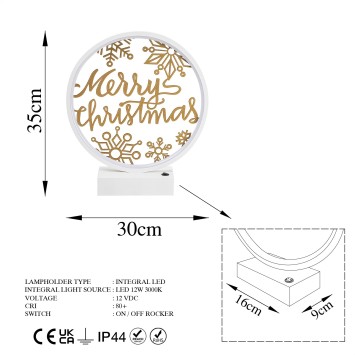 Lámpara de mesa XMAS13 oro blanco metal diámetro 30x30 cm - 8683743384723