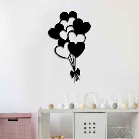 Decoración pared de metal Balloons negro 21x35 cm