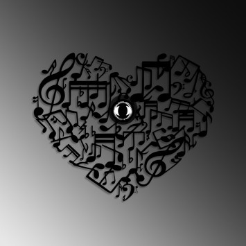 Lámpara de pared Musical Heart negro metal 56x45x9 cm - 8683743676521