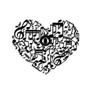 Lámpara de pared Musical Heart negro metal 56x45x9 cm - 8683743676521