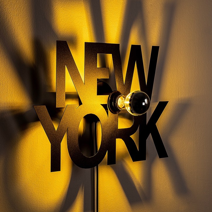 Lámpara de pared Newyork negro metal 50x30x9 cm