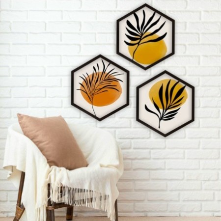 Cuadro decorativo enmarcado 6GEN185598 multicolor 35x35 cm (3 piezas)