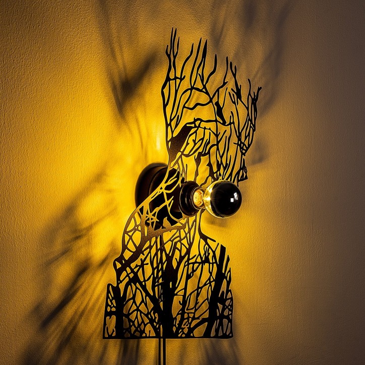 Lámpara de pared Tree Man V2 negro metal 34x50x9 cm