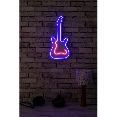 Iluminación LED decorativa de plástico Guitar azul rosado 26x55x2 cm