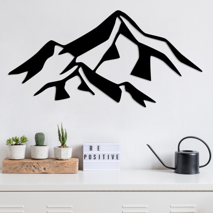 Decoración pared de metal Mountain 1 negro 80x40 cm