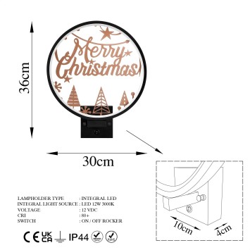 Lámpara de pared XMAS20 cobre negro metal 30x36x10 cm - 8683743395545