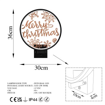 Lámpara de pared XMAS21 cobre negro metal 30x36x10 cm - 8683743395552