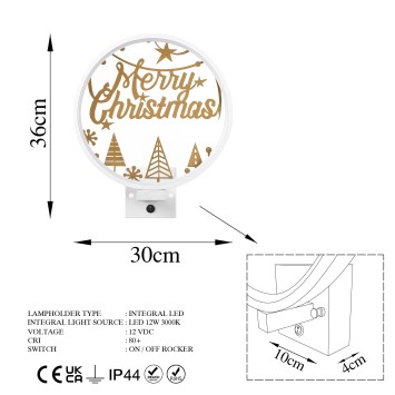 Lámpara de pared XMAS28 oro blanco metal 30x36x10 cm - 8683743395620