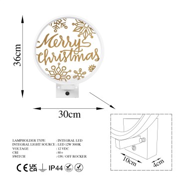 Lámpara de pared XMAS29 oro blanco metal 30x36x10 cm - 8683743395637