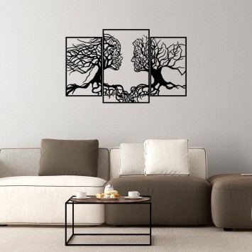 Decoración pared de metal Love Tree negro 116x71 cm