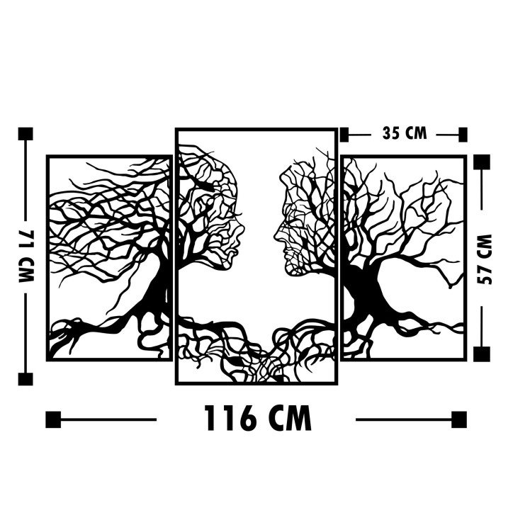 Decoración pared de metal Love Tree negro 116x71 cm