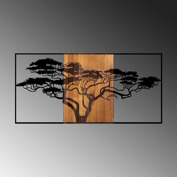 Decoración pared de madera Acacia Tree-328 nogal negro 147x3x70 cm