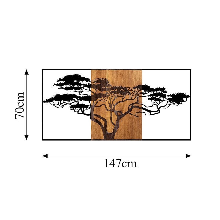 Decoración pared de madera Acacia Tree-328 nogal negro 147x3x70 cm