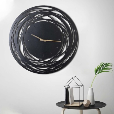 Reloj de pared metal Lines XL negro 70x70 cm