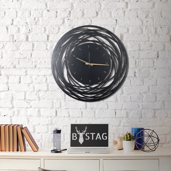 Reloj de pared metal Lines XL negro 70x70 cm