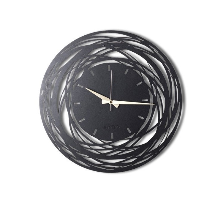 Reloj de pared metal Lines XL negro 70x70 cm