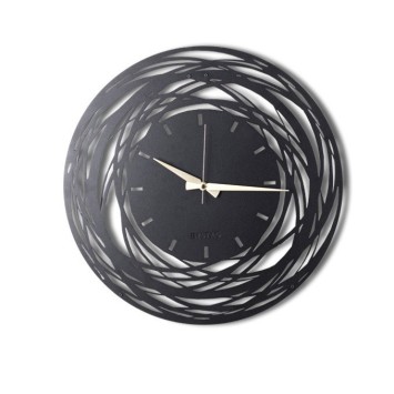 Reloj de pared metal Lines XL negro 70x70 cm