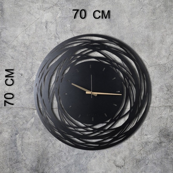 Reloj de pared metal Lines XL negro 70x70 cm