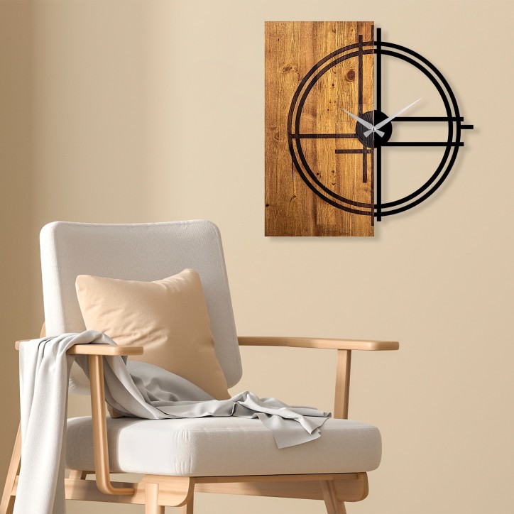 Reloj de pared madera Modelo 38 nogal claro negro 56x3x58 cm