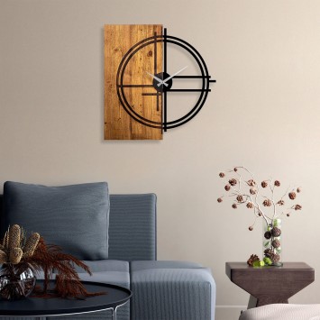 Reloj de pared madera Modelo 38 nogal claro negro 56x3x58 cm