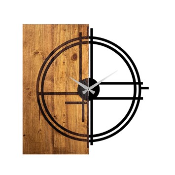 Reloj de pared madera Modelo 38 nogal claro negro 56x3x58 cm